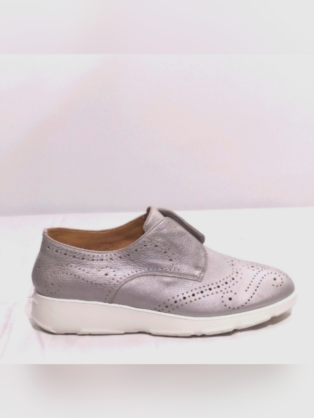 FRATELLI ROSSETTI Silver Leather Oxford   Slip-on Sneakers, size 35